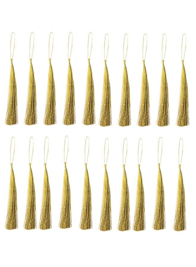 Srajan Handmade Long Zari Tassels for DIY Wall Crafts, Home Dcor, Keychains, Outfits, and Bookmarks - Pack of 20, Decorative Tassels in Golden Colors, Durable & Handmade - Image 1